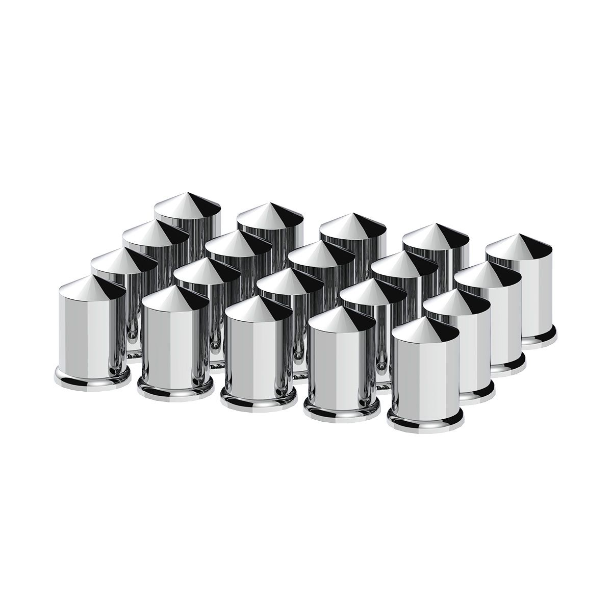 1-1/2" X 3" Chrome Plastic Pointed Nut Covers - Push-On (20-Pack)