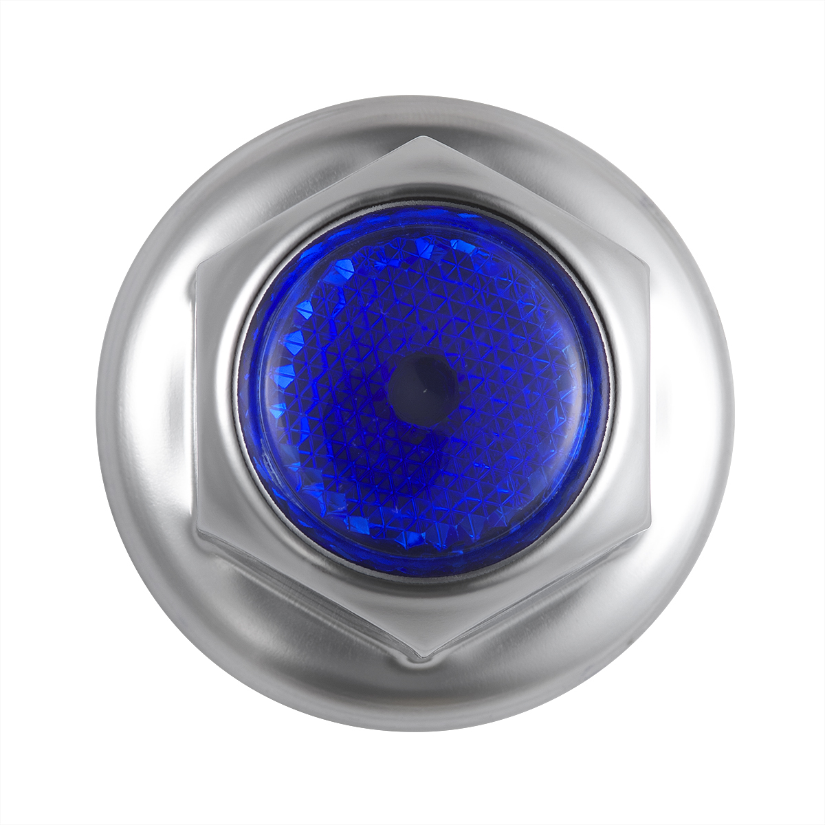 33mm X 2" Chrome Steel Reflector Nut Cover With Flange - Blue
