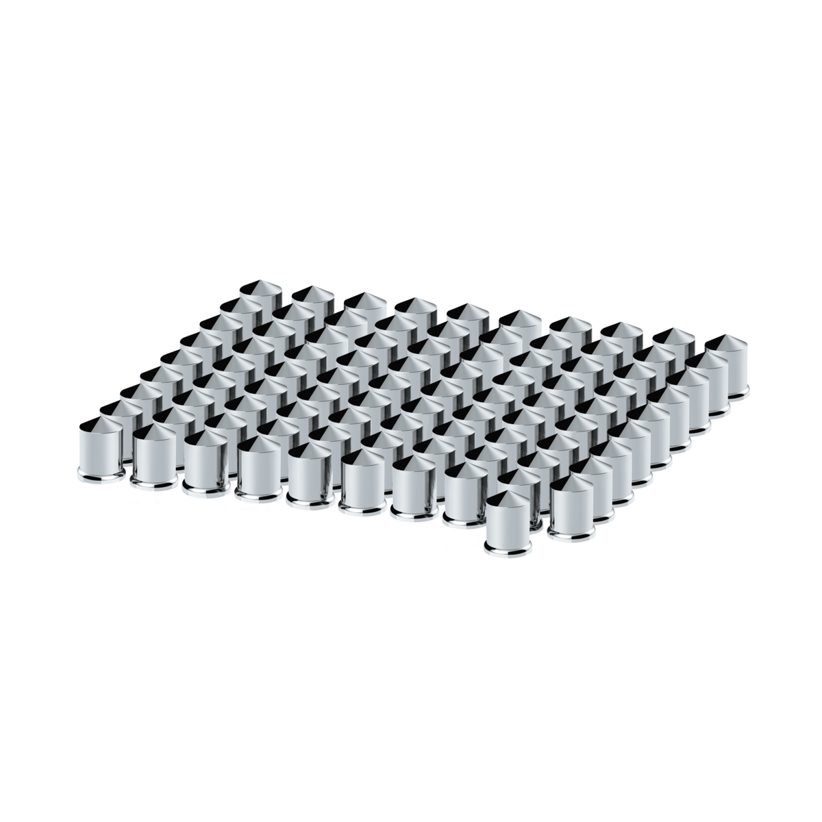 3/4" x 1-1/2" Chrome Plastic Pointed Nut Covers - Push-On (100-Pack)