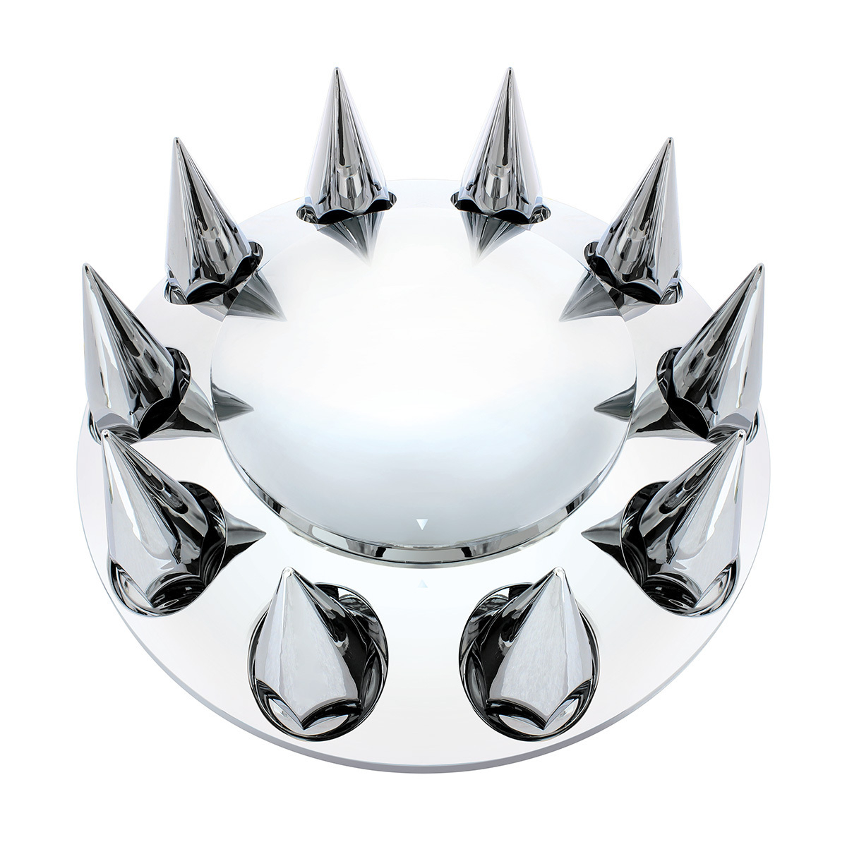 Dome Front Axle Cover With 33mm Spike Thread-On Nut Covers - Chrome
