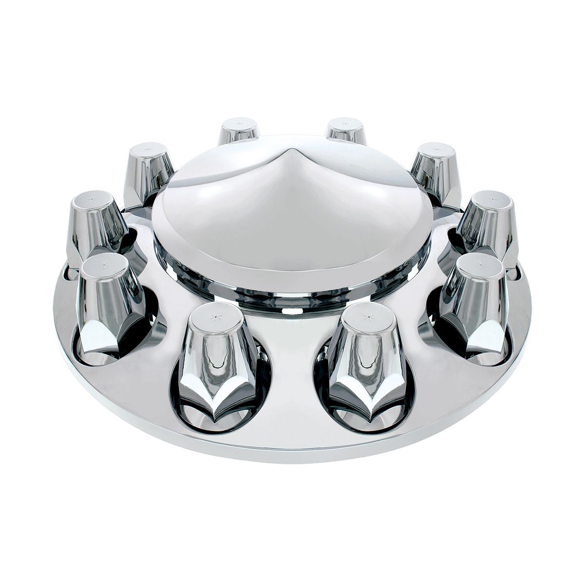 Pointed Front Axle Cover With 33mm Standard Thread-On Nut Covers - Chrome