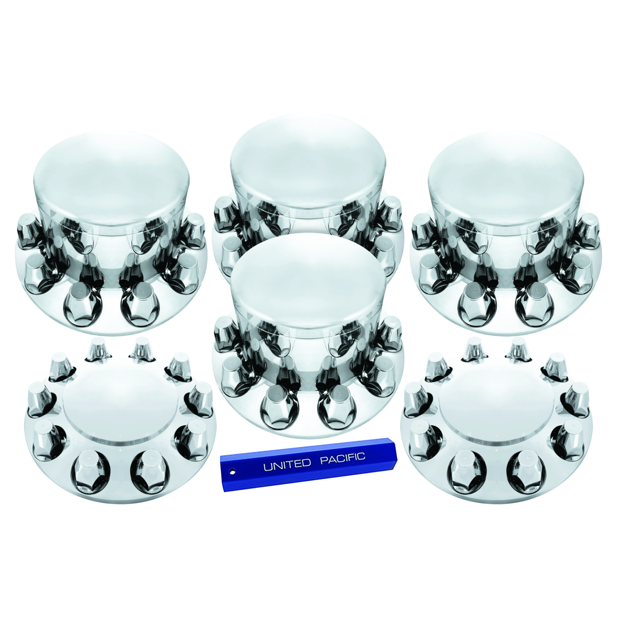 Dome Axle Cover Combo Kit With 33mm Standard Thread-On Nut Covers & Nut Cover Tool - Chrome