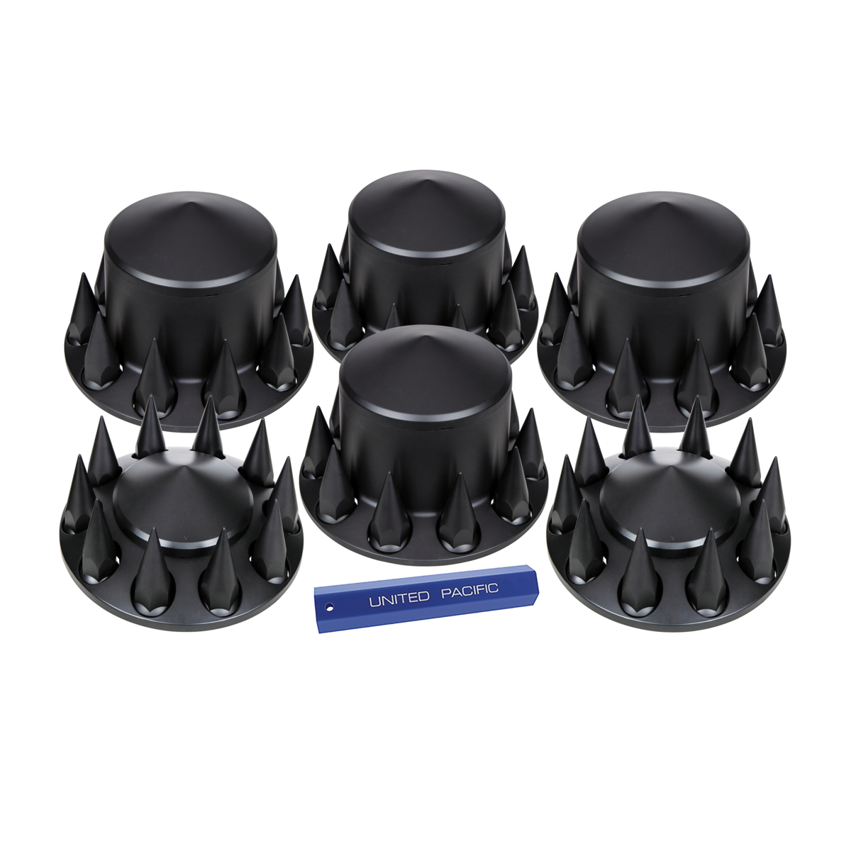Pointed Axle Cover Combo Kit With 33mm Spike Thread-On Nut Covers & Nut Cover Tool - Matte Black