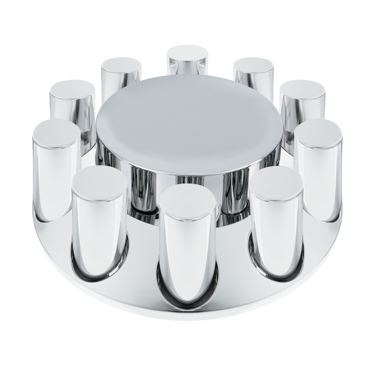 Chrome Plastic Flat Top Front Axle Cover With 33mm Standard Thread-On Tall Cylinder Nut Covers