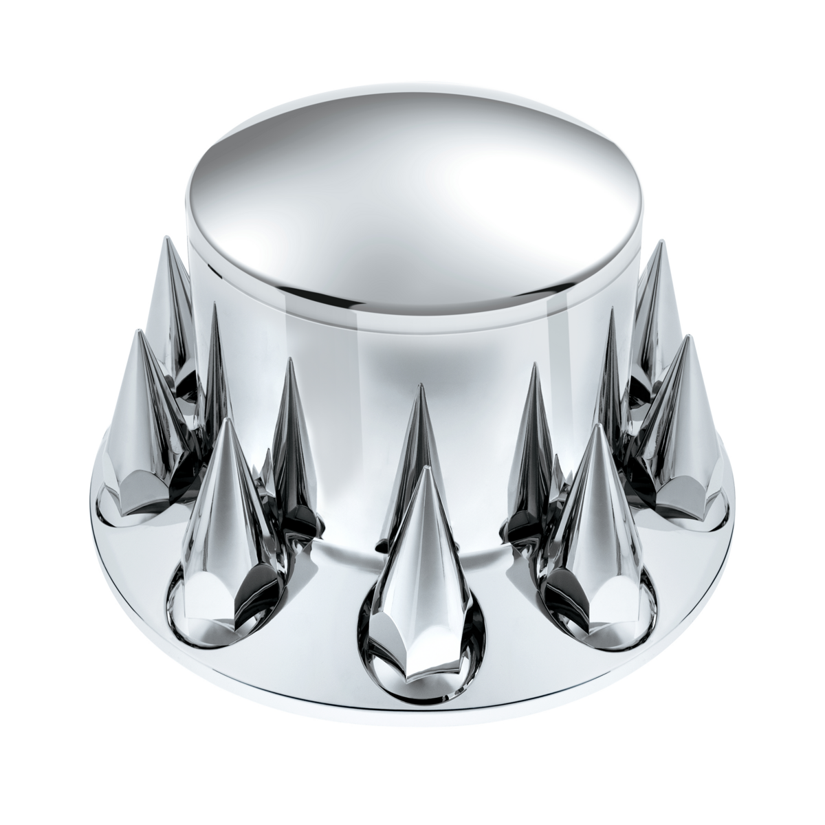 Dome Rear Axle Cover With 33mm x 4-3/4" Super Spike Push-On Nut Covers - Chrome