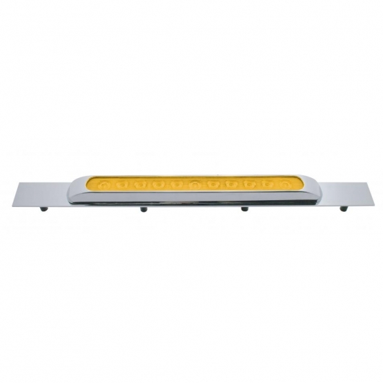 Chrome Top Mud Flap Plate With 11 LED 17" Light Bar & Bezel - Amber LED/Amber Lens (Each)