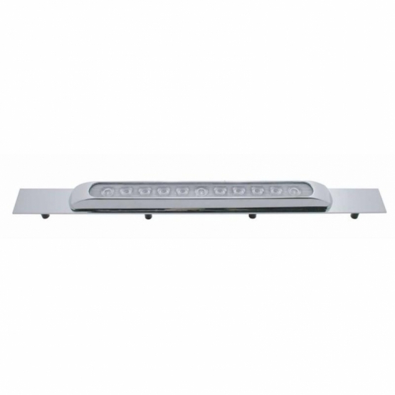 Chrome Top Mud Flap Plate With 11 LED 17" Light Bar & Bezel - Amber LED/Clear Lens (Each)