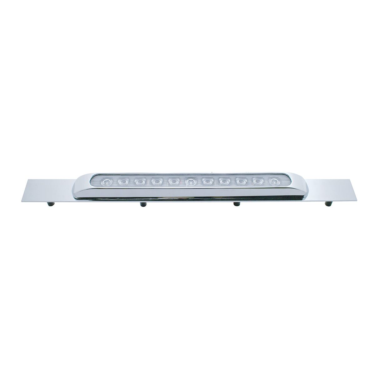 Chrome Top Mud Flap Plate With 11 LED 17" Light Bar & Bezel - Red LED/Clear Lens (Each)