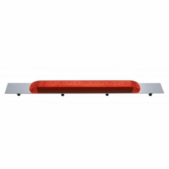 Chrome Top Mud Flap Plate With 11 LED 17" Light Bar - Red LED/Red Lens (Each)