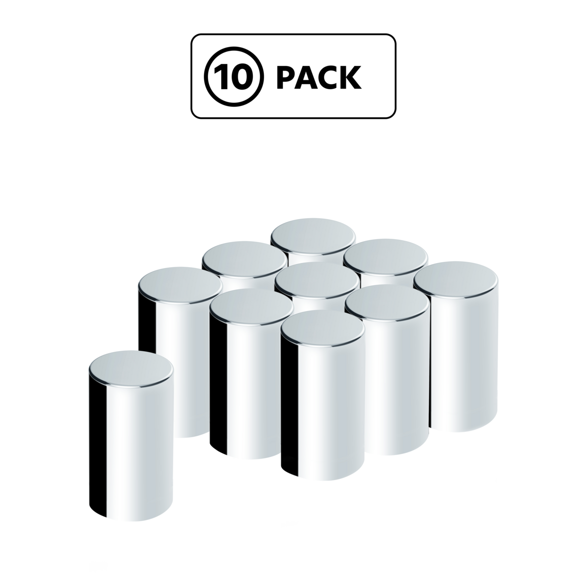 33mm x 3-1/2" Chrome Plastic Cylinder Nut Cover - Push-On (10-Pack)