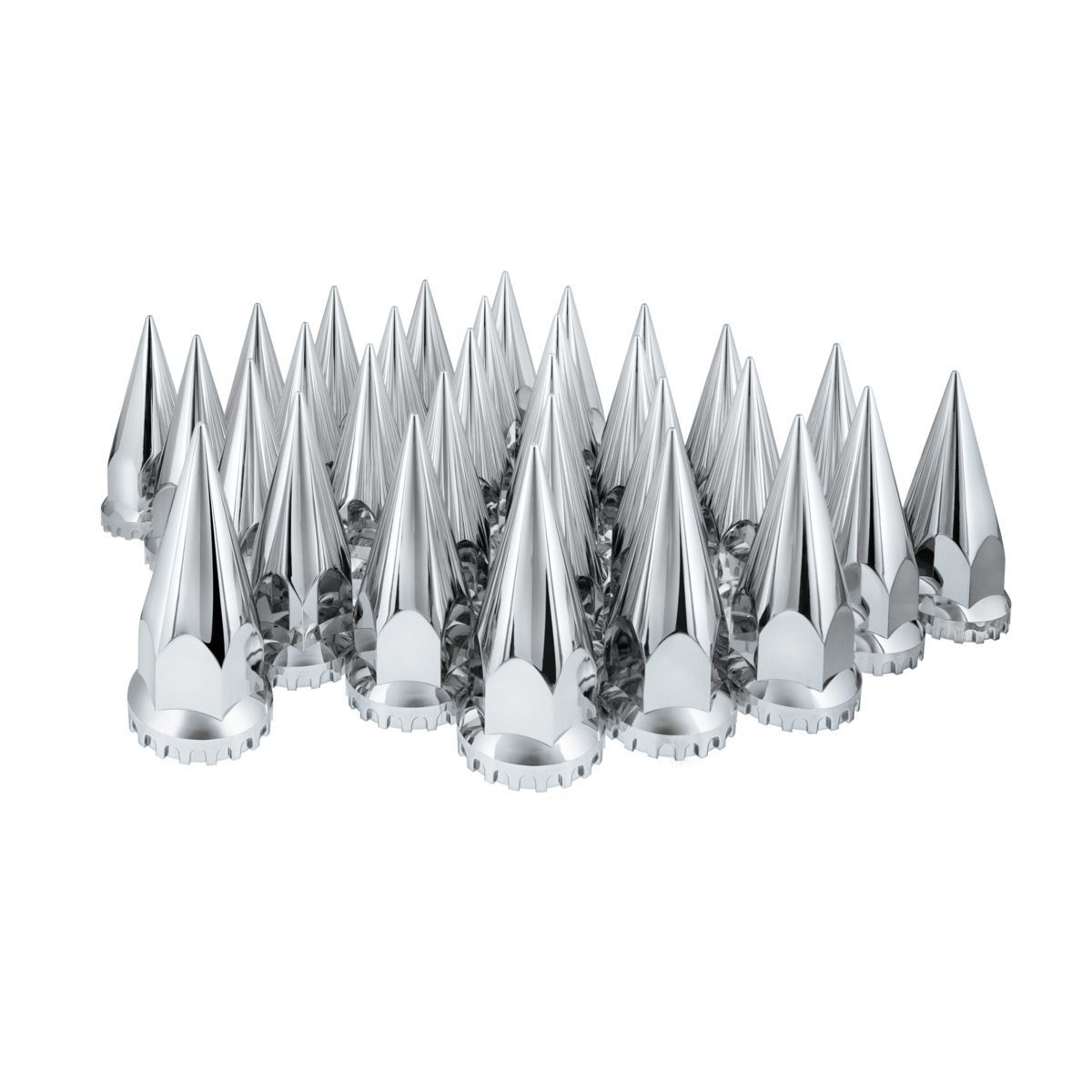 33mm X 4-3/4" Chrome Super Spike Nut Covers - Push-On (60-Pack)