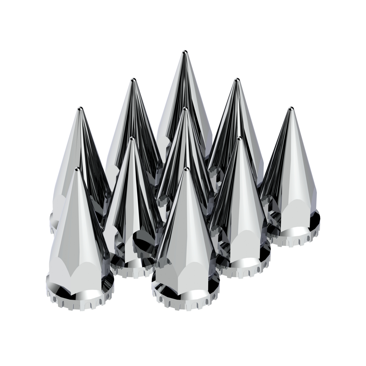 33mm X 4-3/4" Chrome Super Spike Nut Covers - Push-On (Box of 10)