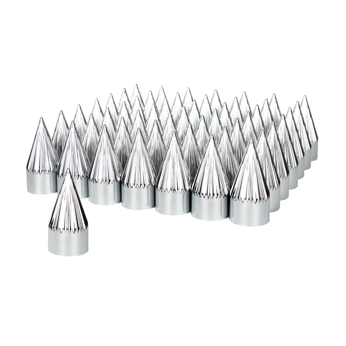 33mm x 4-3/8" Chrome Plastic Razor Nut Covers - Thread-On (60-Pack)