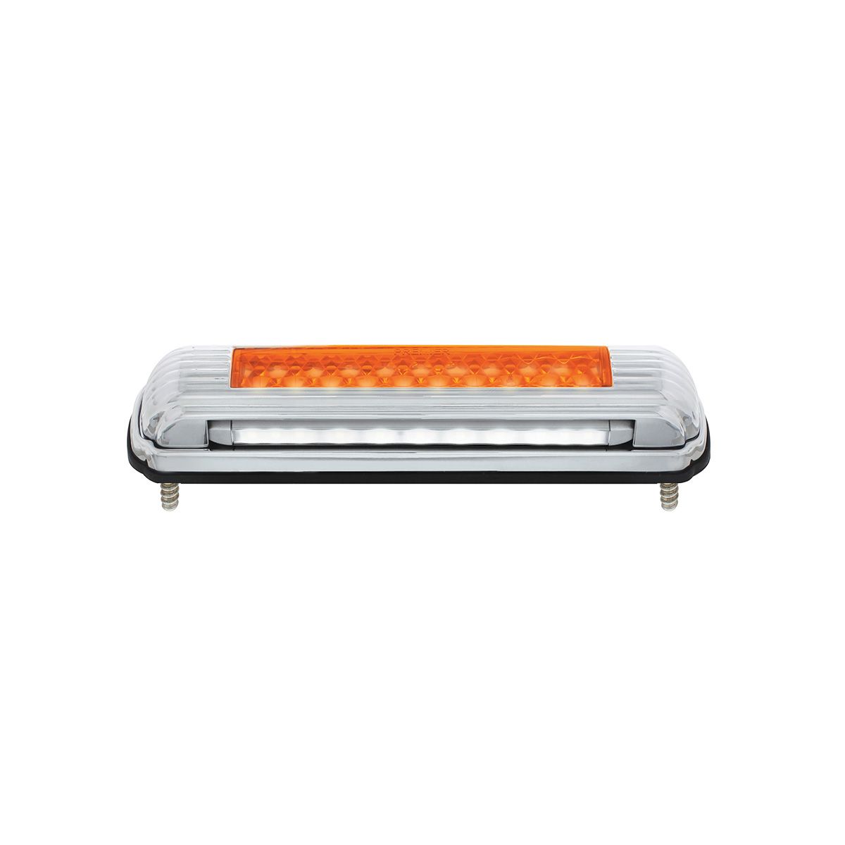 Chrome License Plate Light With Amber LED Auxiliary Light - Amber LED/Amber Lens