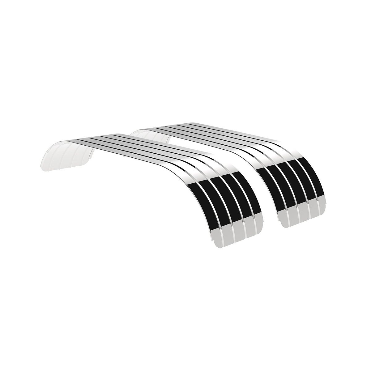 120" 430 Stainless Steel (16ga) Beaded Edge Ribbed Full Fender 54" Spread - SR Series (Pair)