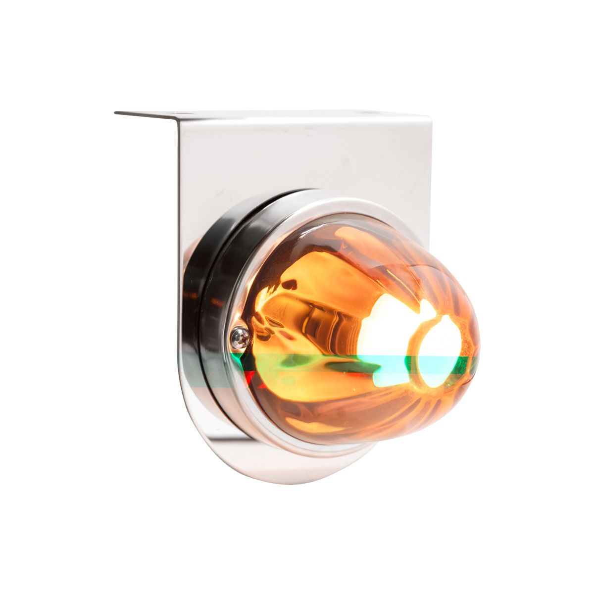 Dual Function Glass Watermelon Light With Stainless Steel Light Bracket Kit With LED Bulb-Amber LED/