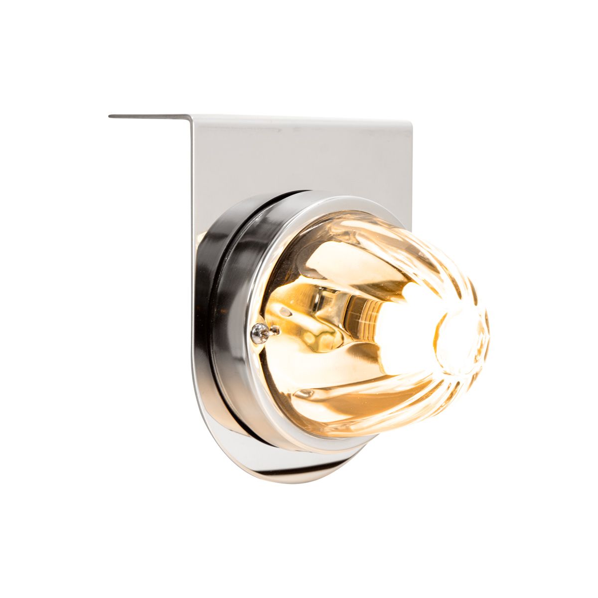 Dual Function Glass Watermelon Light With Stainless Steel Light Bracket Kit With LED Bulb-Amber LED/