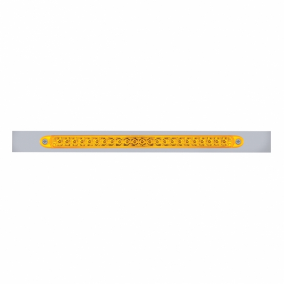 Chrome Top Mud Flap Plate With 23 LED 17" Reflector Light Bar - Amber LED/Amber Lens (Each)
