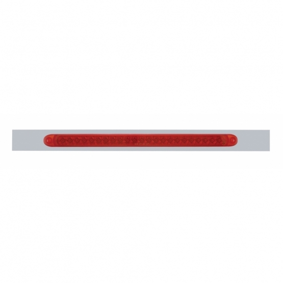 Chrome Top Mud Flap Plate With 23 LED 17" Reflector Light Bar - Red LED/Red Lens (Each)