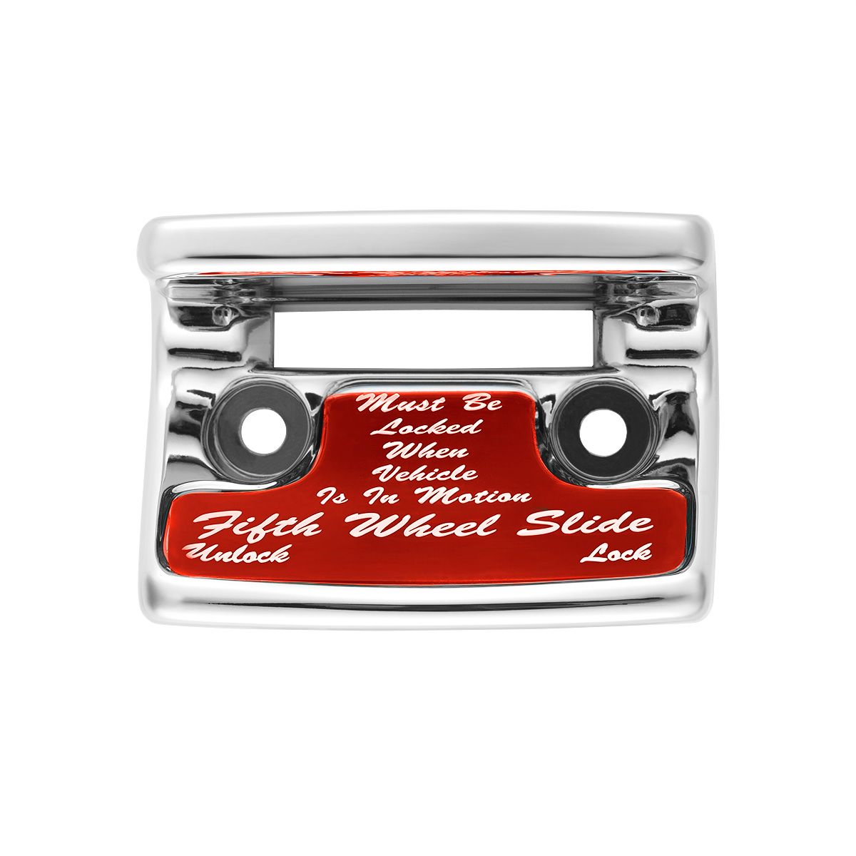 Chrome Plastic Fifth Wheel Switch Guard With Glossy Sticker For 1990-2010 Freightliner Classic- Red