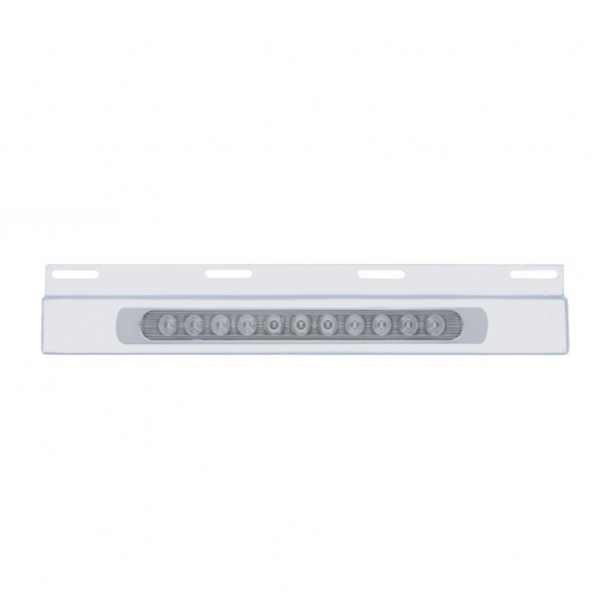 Stainless Top Mud Flap Plate With 11 LED 17" Light Bar & Bezel - Red LED/Clear Lens (Each)