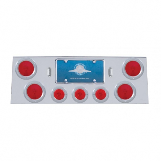 Stainless Rear Center Panel With 4X 4" Lights & 3X 2-1/2" Flat Lights & Bezels