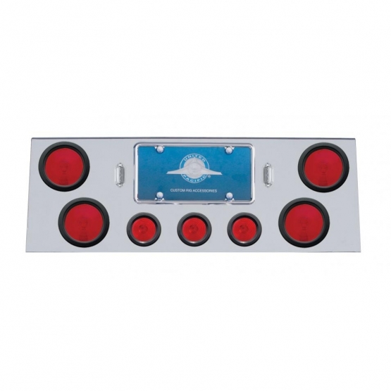 Stainless Rear Center Panel With 4X 4" Lights & 3X 2-1/2" Flat Lights & Grommets
