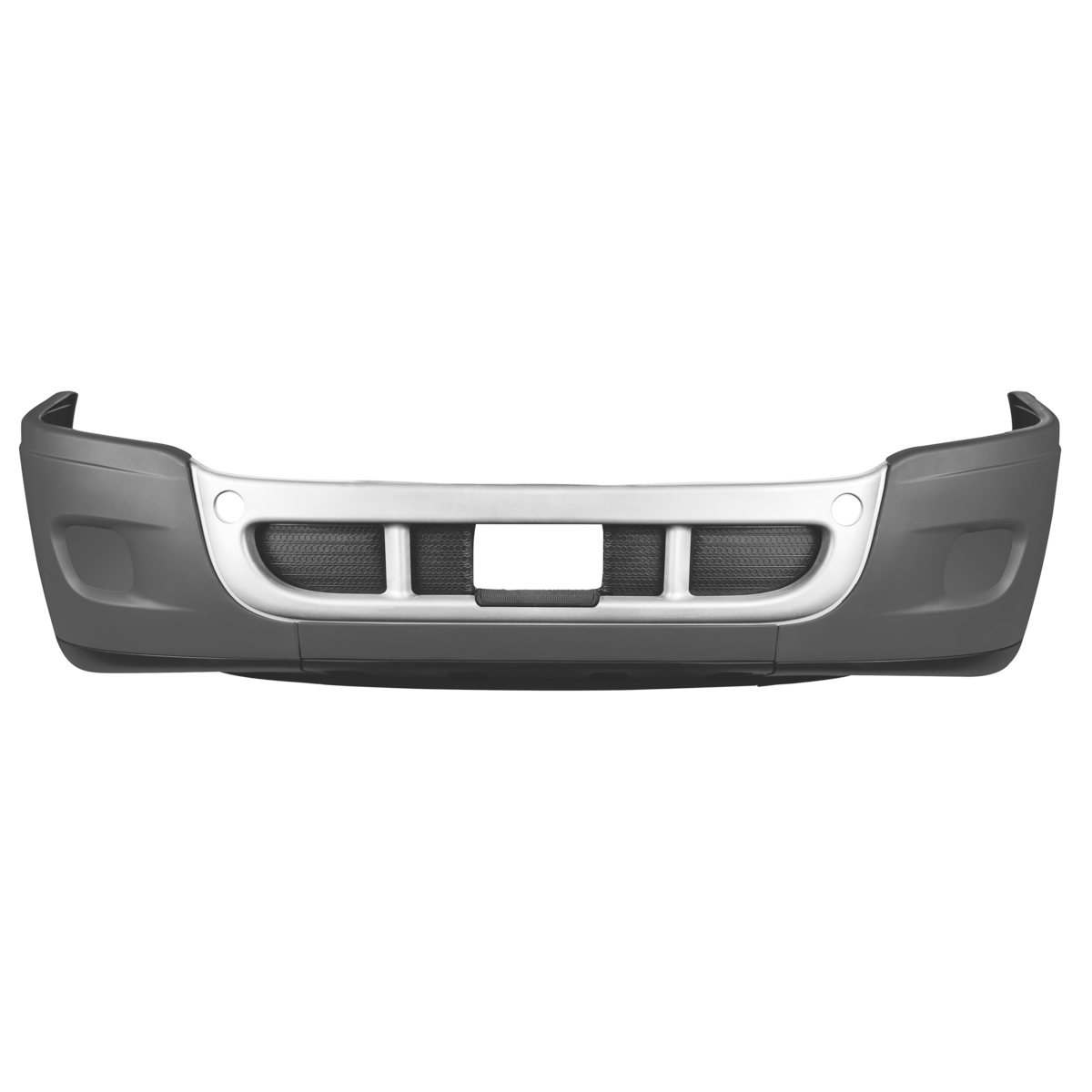 Complete 3-Piece Front Bumper Set With Chrome Trim Without Fog Light Hole For 2008-2017 Freightliner