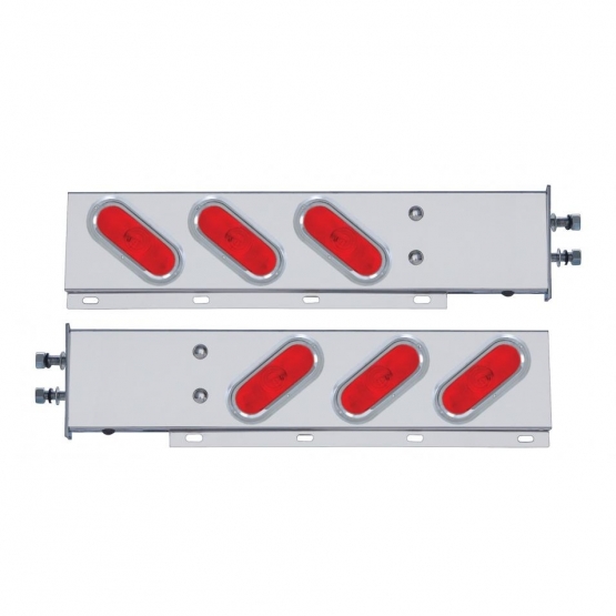 2-1/2" Bolt Pattern Stainless Spring Loaded Light Bar With 6X Oval Lights & Visors (Pair)