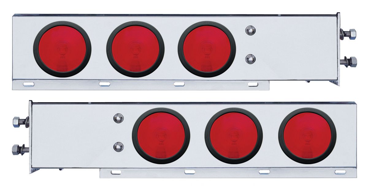 2-1/2" Bolt Pattern Stainless Spring Loaded Light Bar With 6X 4" Lights & Grommets (Pair)