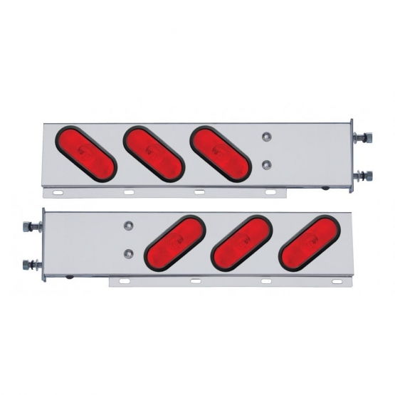 3-3/4" Bolt Pattern Stainless Spring Loaded Light Bar With 6X Oval Lights & Grommets (Pair)