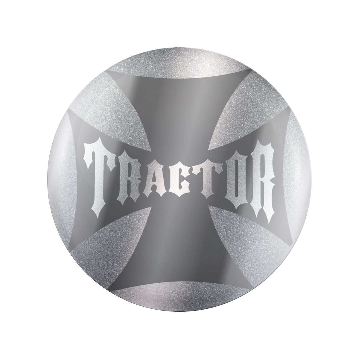 "Tractor" Maltese Cross Air Valve Knob Candy Color Sticker - Liquid Silver
