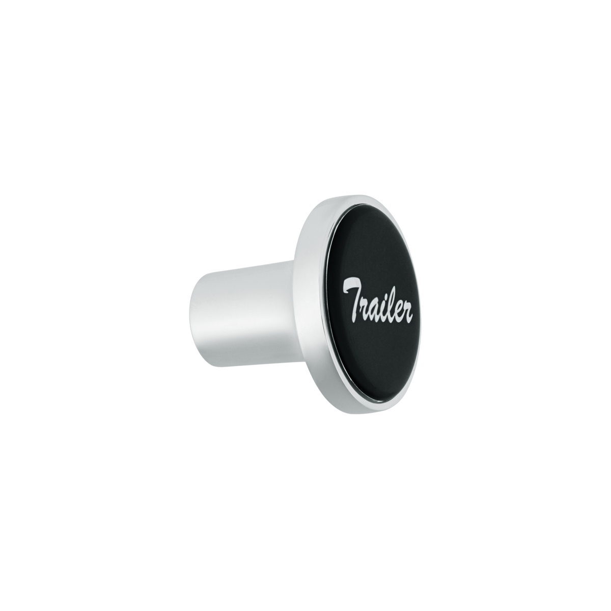 Aluminum Screw-On Air Valve Knob With Glossy Trailer Script Sticker - Black Sticker