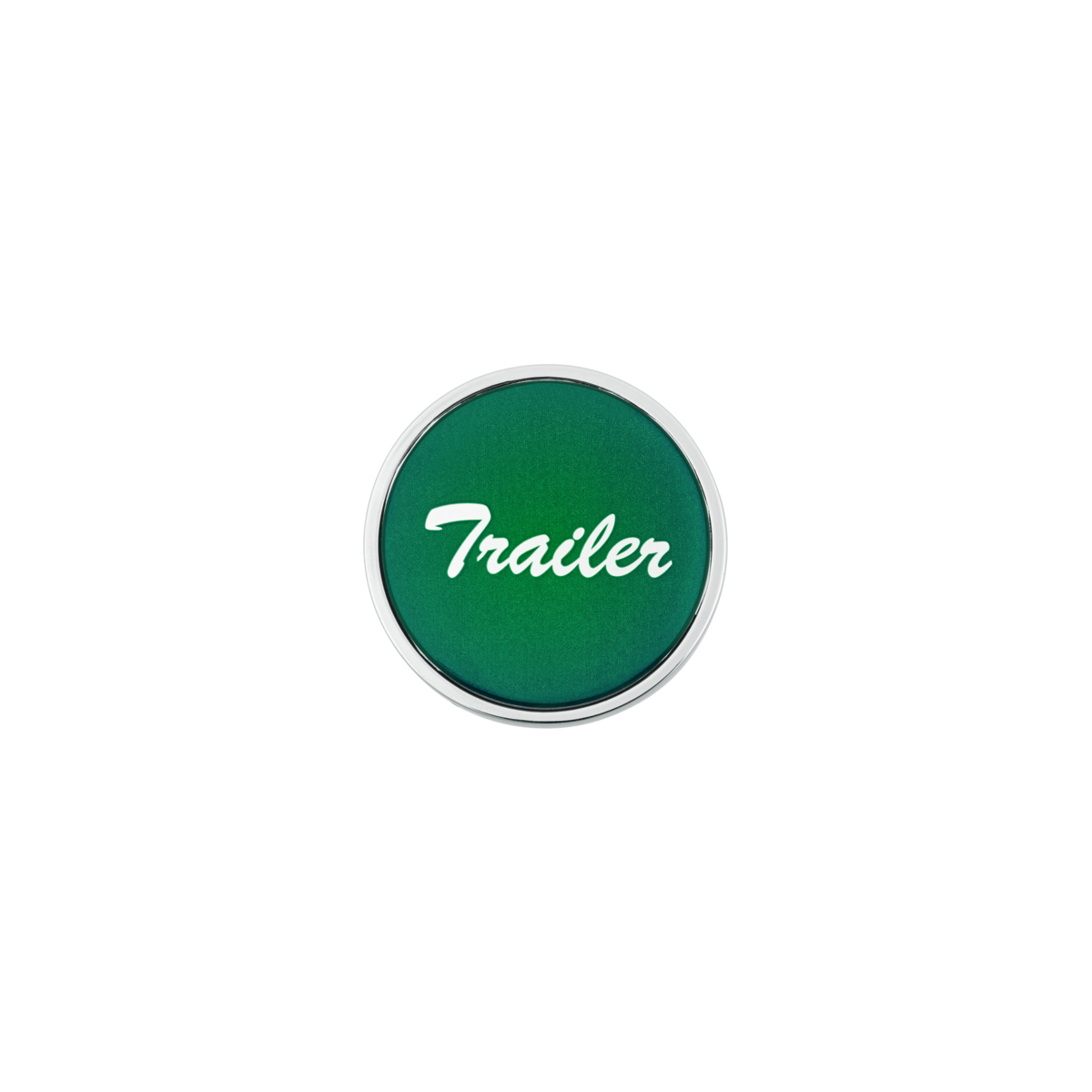 Aluminum Screw-On Air Valve Knob With Glossy Trailer Script Sticker - Green Sticker