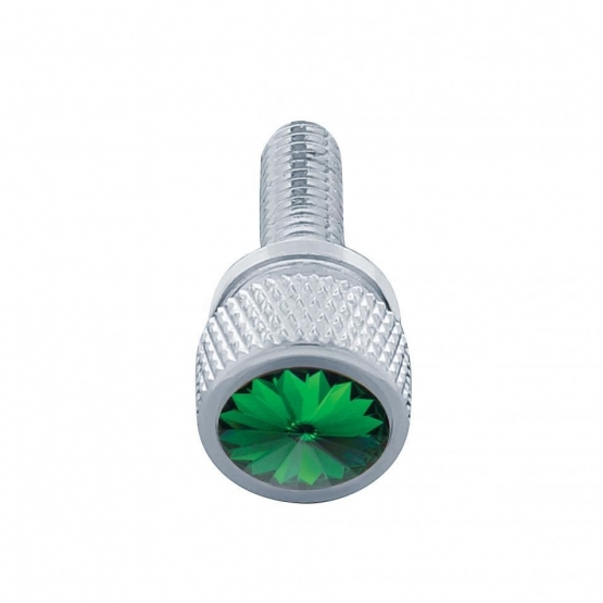 3/4" Short M6-1.0 Dash Screw For Kenworth - Green Crystal (12-Pack)