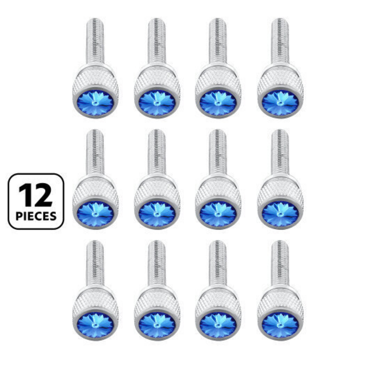 1-3/16" Long M6-1.0 Dash Screw With Crystal For Kenworth - Blue Crystal(12-Pack)