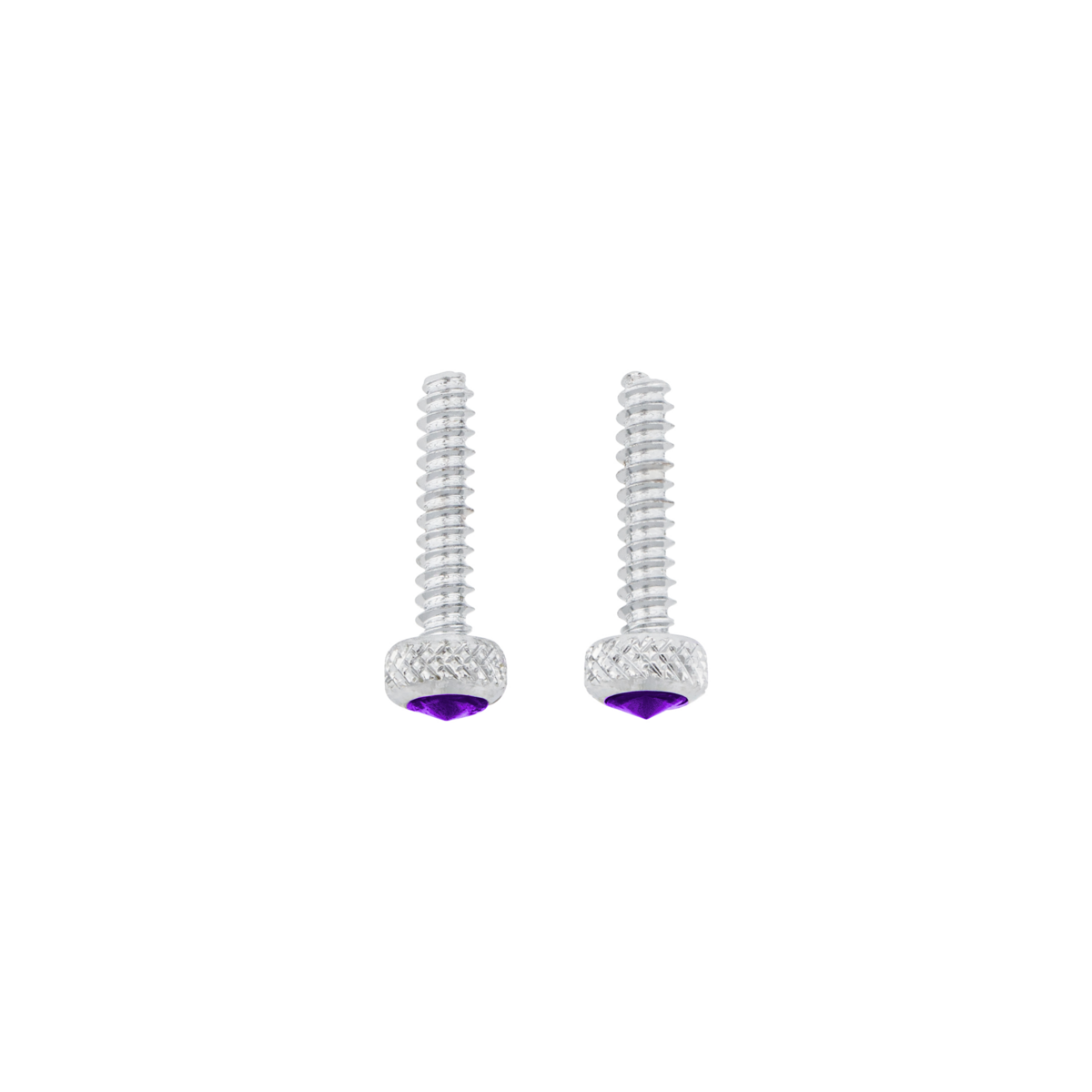 Chrome Short Dash Screw For Freightliner With Purple Crystal (2-Pack)