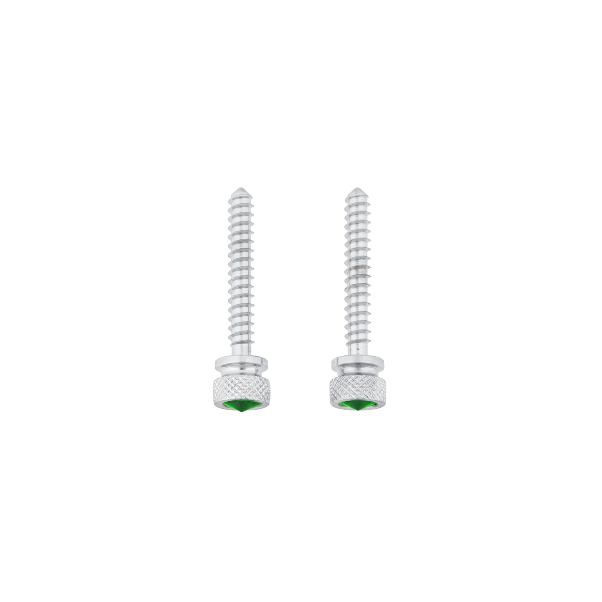 Chrome Long Dash Screw With Green Crystal For Freightliner (2-Pack)