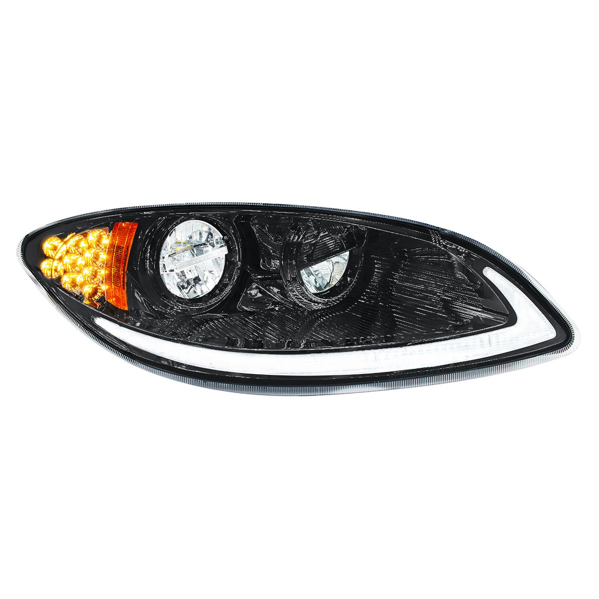 Blackout LED Headlight With LED Light Bar & Turn Signal For 2006-2017 International Prostar-Passenge