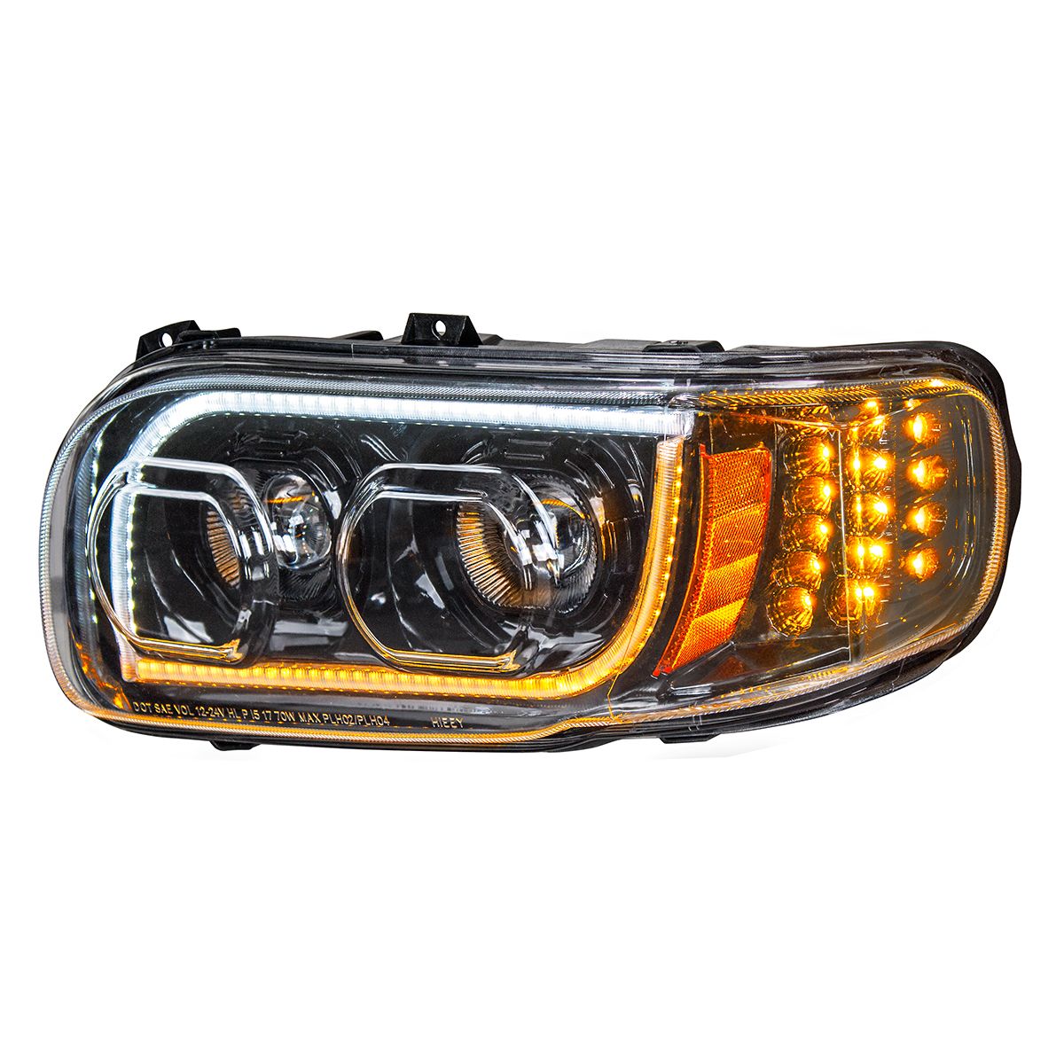 High Power LED "Blackout" Headlight With 16 LED Turn & 57 LED Bar For 2008-2024 Peterbilt 389- Drive