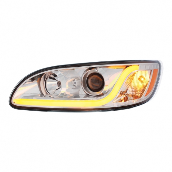 Chrome Projection Headlight W/LED Dual Function Light Bar For PB 386 (2005-2015) & 387 (1999-2010) -