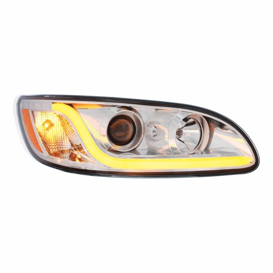 Chrome Projection Headlight W/LED Dual Function Light Bar For PB 386 (2005-2015) & 387 (1999-2010) -