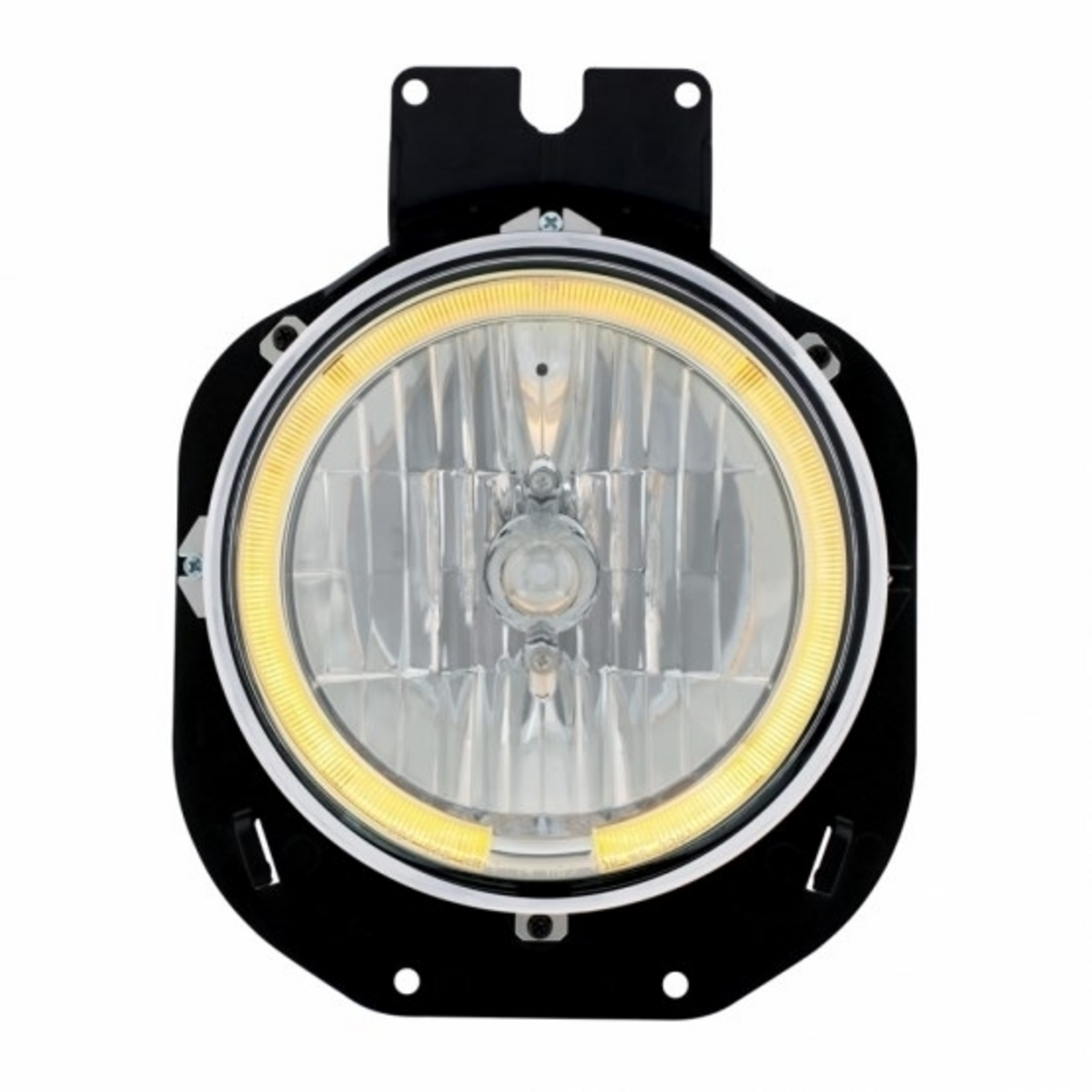 Crystal Headlight With Amber LED Halo Ring For 1996-2005 Freightliner Century