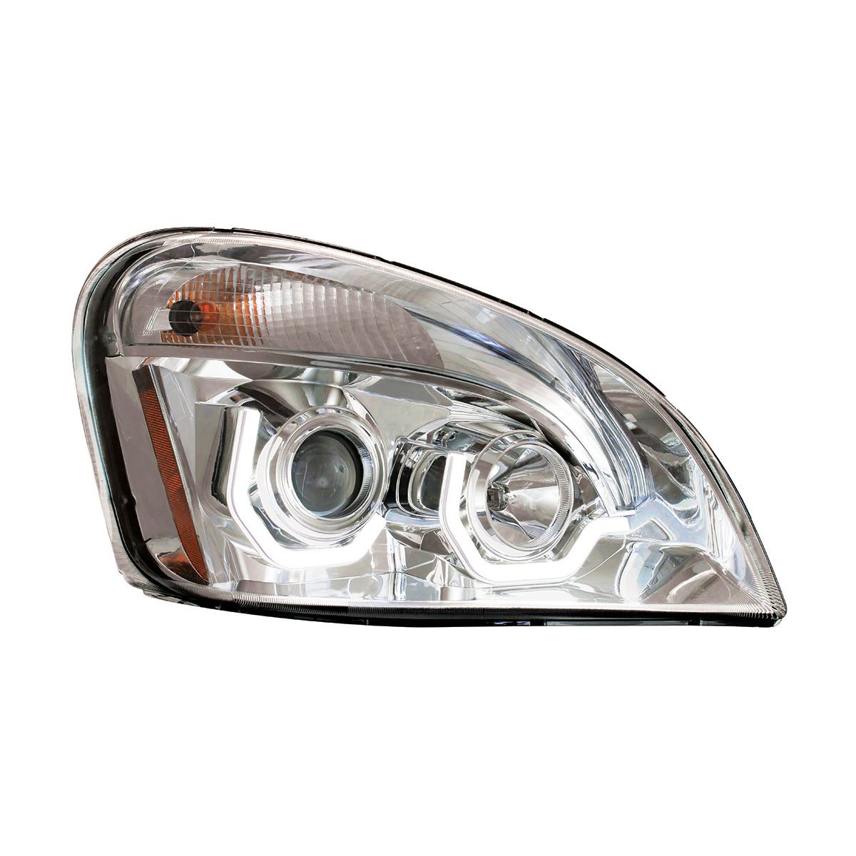 Chrome Projection Headlight With White LED Position Light For 2008-2017 Freightliner Cascadia - Pass