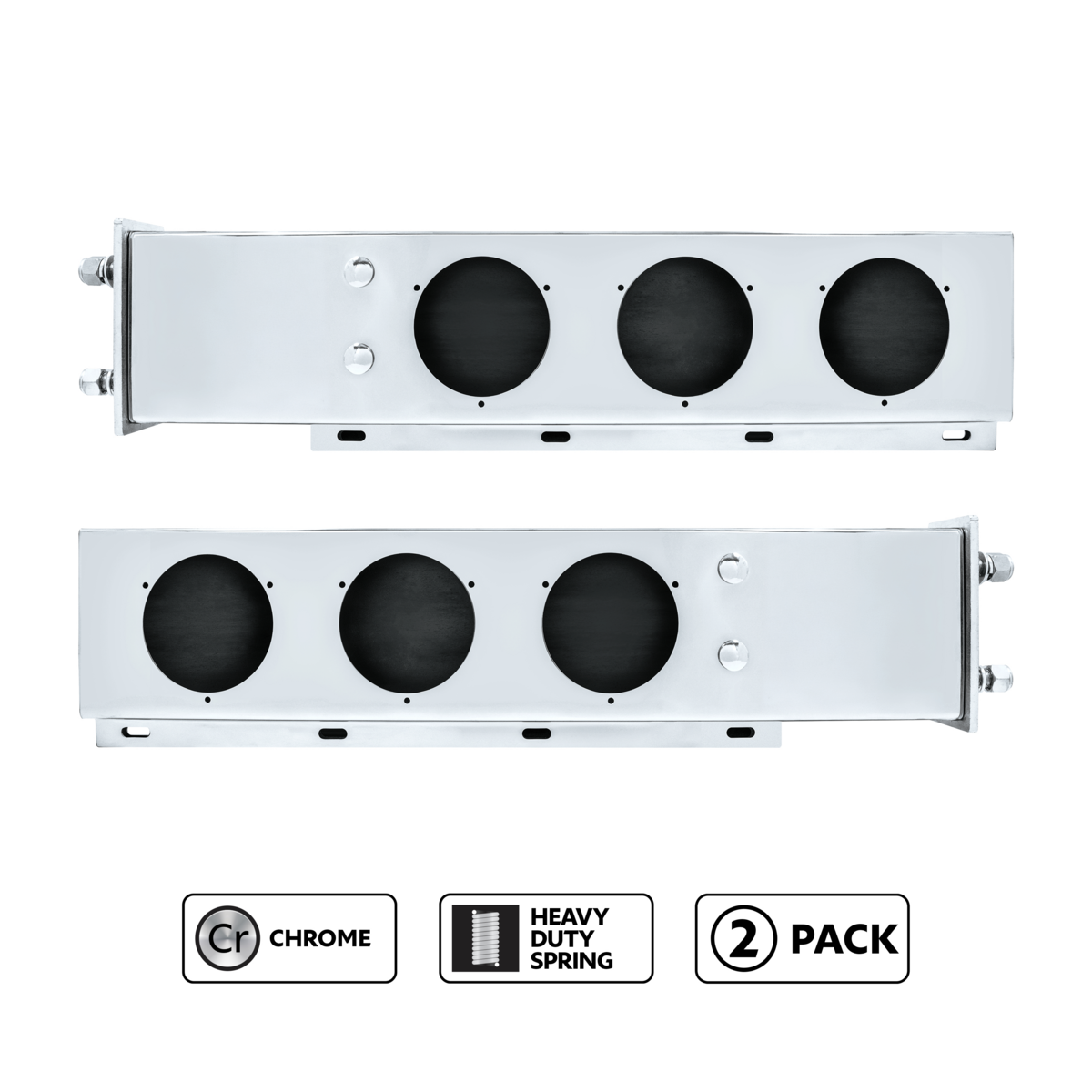 Competition Series 3.75" Bolt Pattern Chrome Spring Loaded Light Bar With Three 4" Light Cutouts (Pa