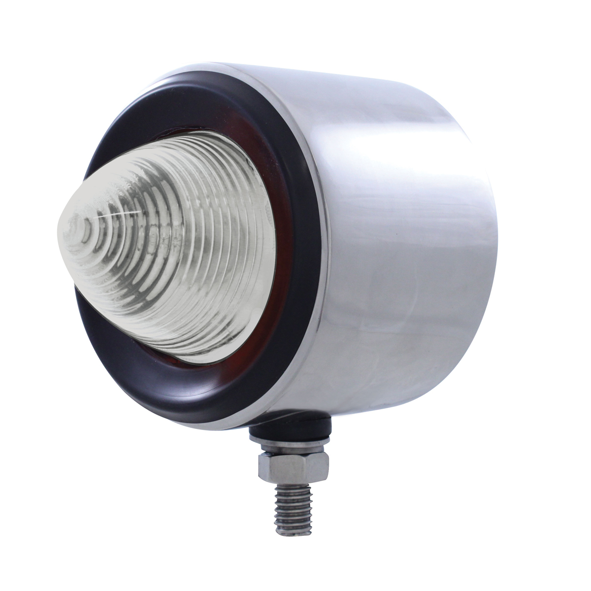 Stainless 2-1/2" Double Face LED Beehive Lights With Grommet - Amber & Red LED/Clear Lens