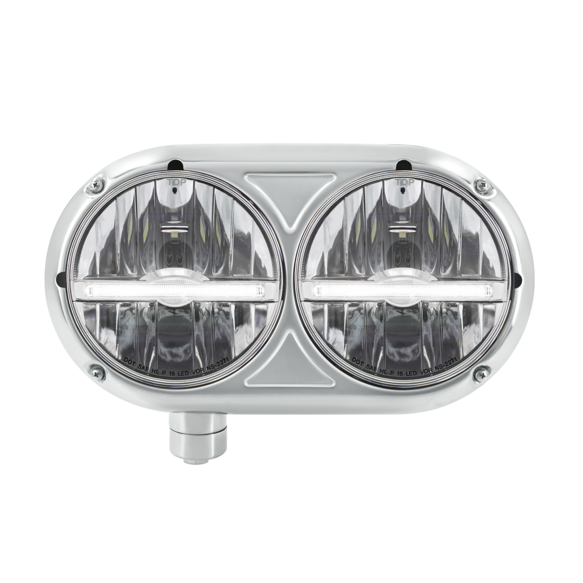 Headlight Assembly With 304 SS Housing & LED Headlights W/White LED Position Light For Peterbilt 359