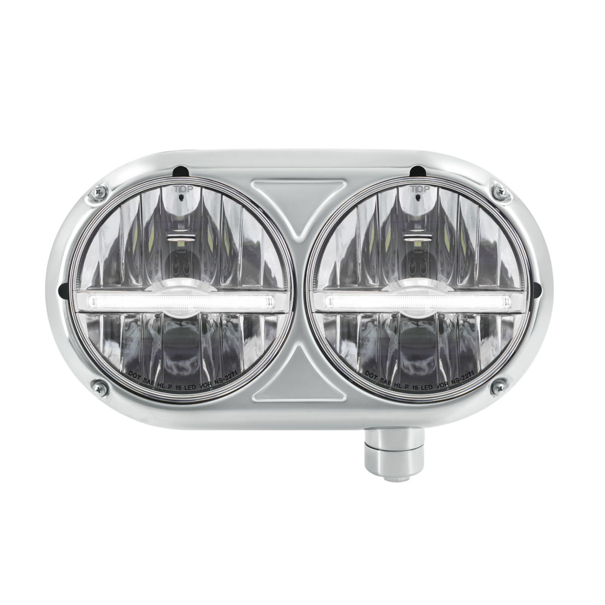 Headlight Assembly With 304 SS Housing & LED Headlights W/White LED Position Light For Peterbilt 359