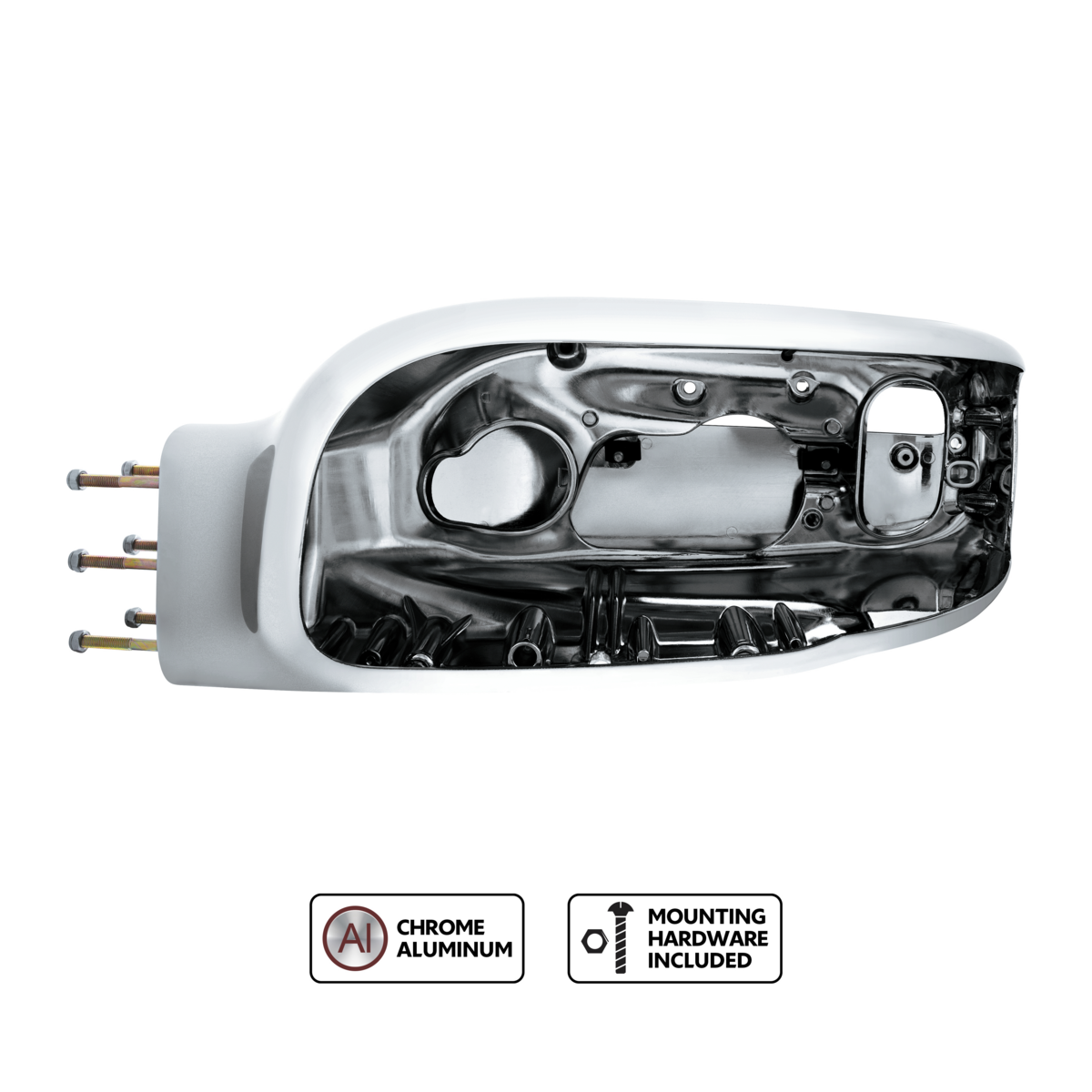 Chrome Aluminum Headlight Housing For 2008-2024 Peterbilt 389-Driver