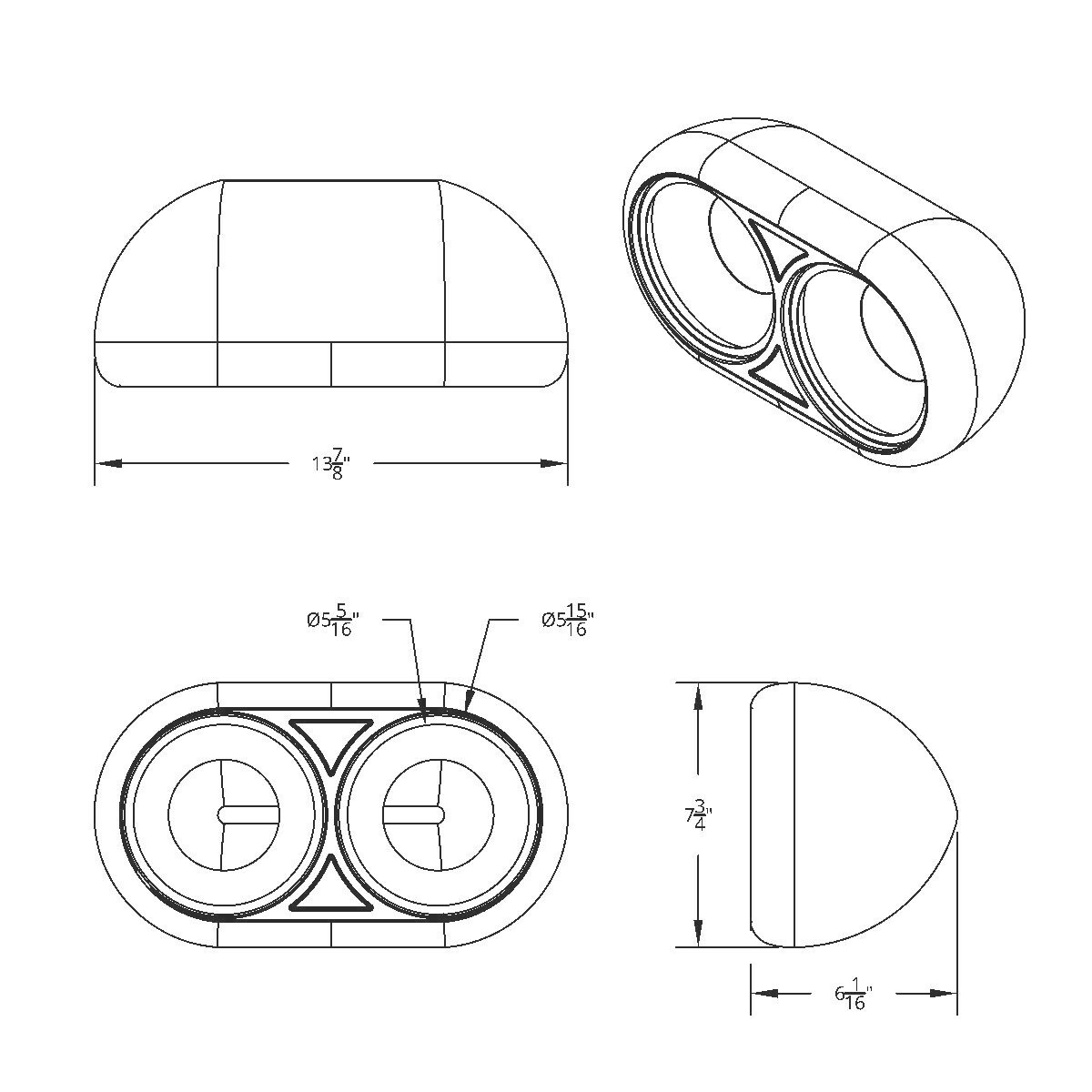 304 Stainless Dual Headlight Housing With Inner Lamp Bucket For Peterbilt 359 - Driver